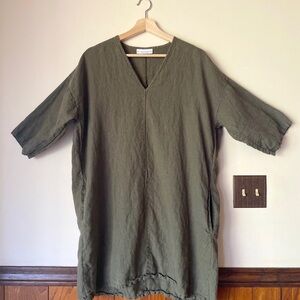 100% linen Bryn Walker XS - Bingley tunic dress - olive green